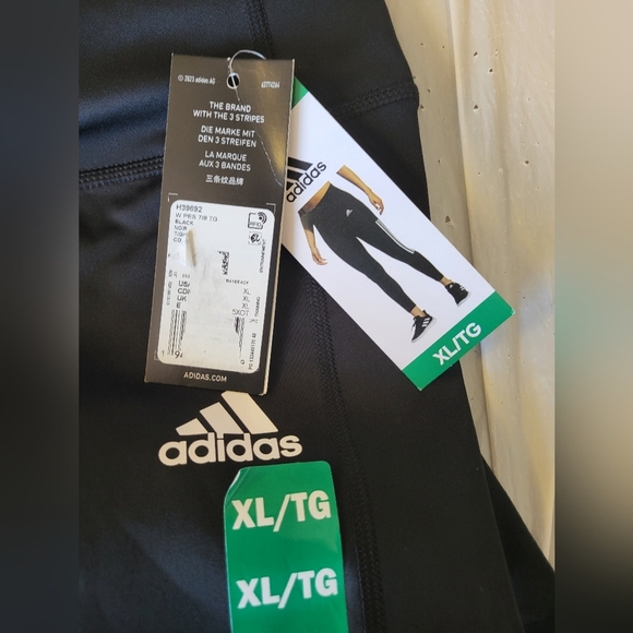 NEW- Adidas Leggings with White Stripes, Size XL (34) - Picture 5 of 7